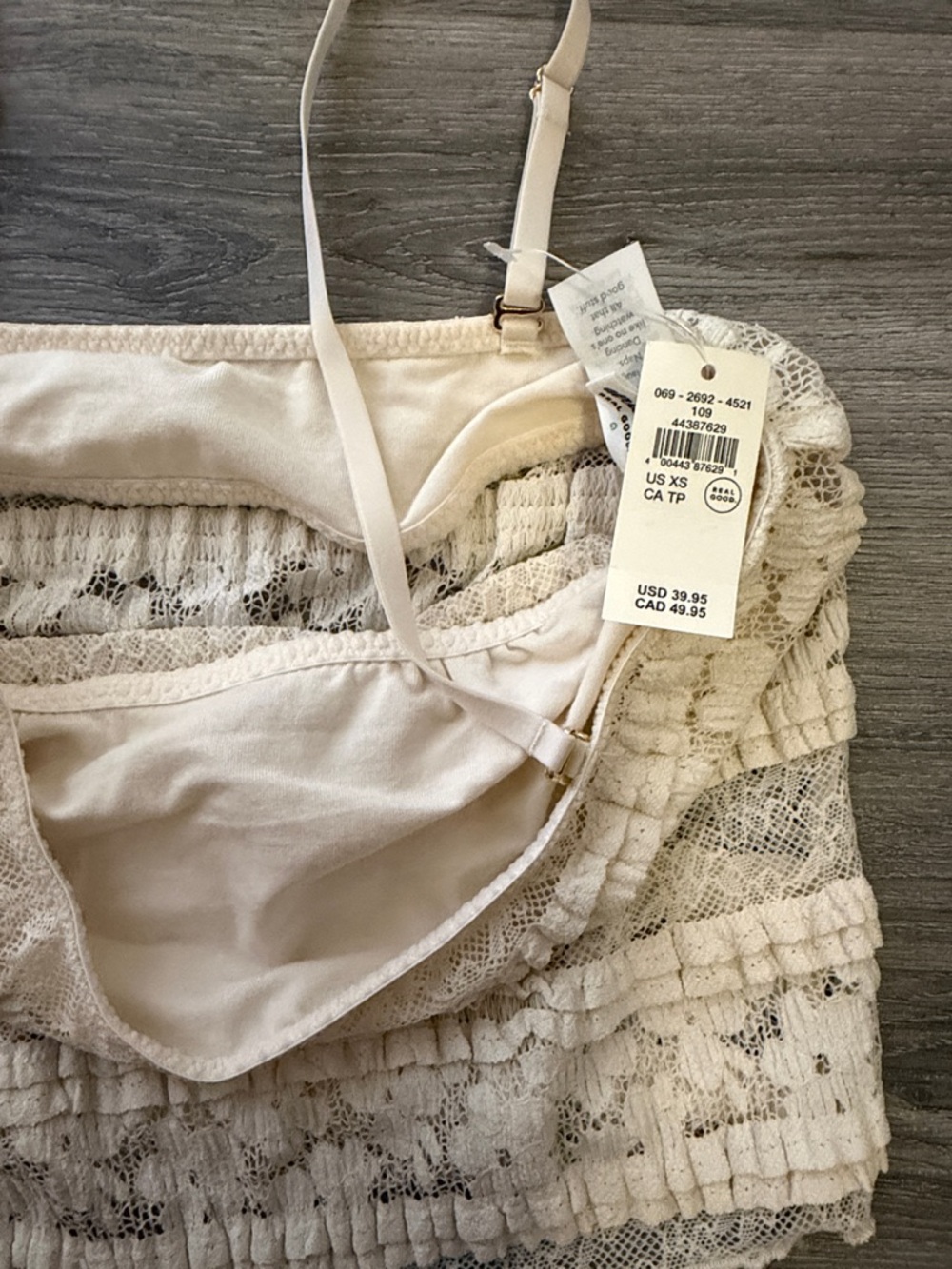 Cream Lace Ruffle Cami Crop - Picture 2 of 4